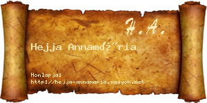 Hejja Annamária névjegykártya